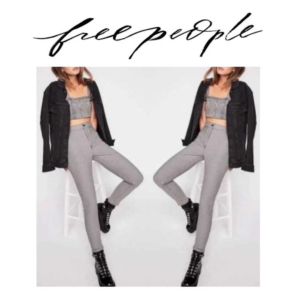 WE THE FREE Black and White Herringbone Pants Size 26 LIKE NEW